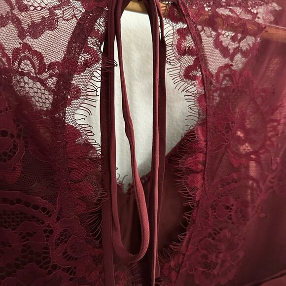 JJs House Womens Bridesmaids Dress Formal Long Lace Size 6 Burgundy Sleeveless - Picture 10 of 13